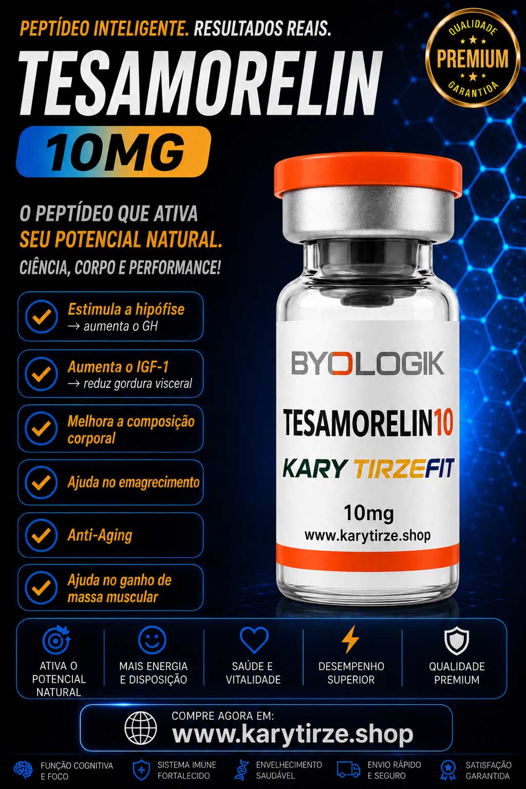 Tesamorelin Peptideo para Emagrecimento e Ganho de Massa GH Modulation 10mg Byologic