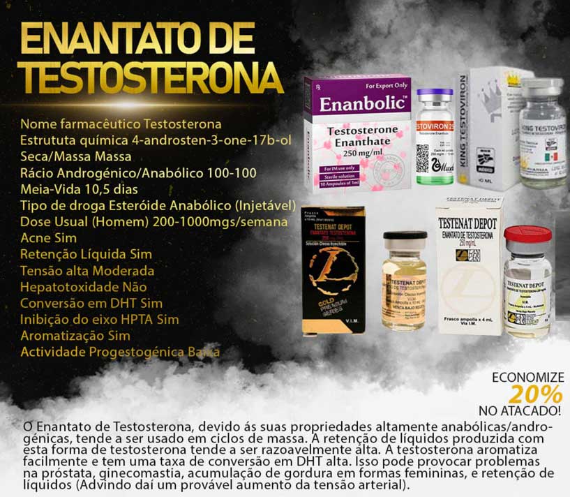Enantato de Testosterona (Enanthate Testosterone) Cooper 250mg 10 Ampolas 1ml