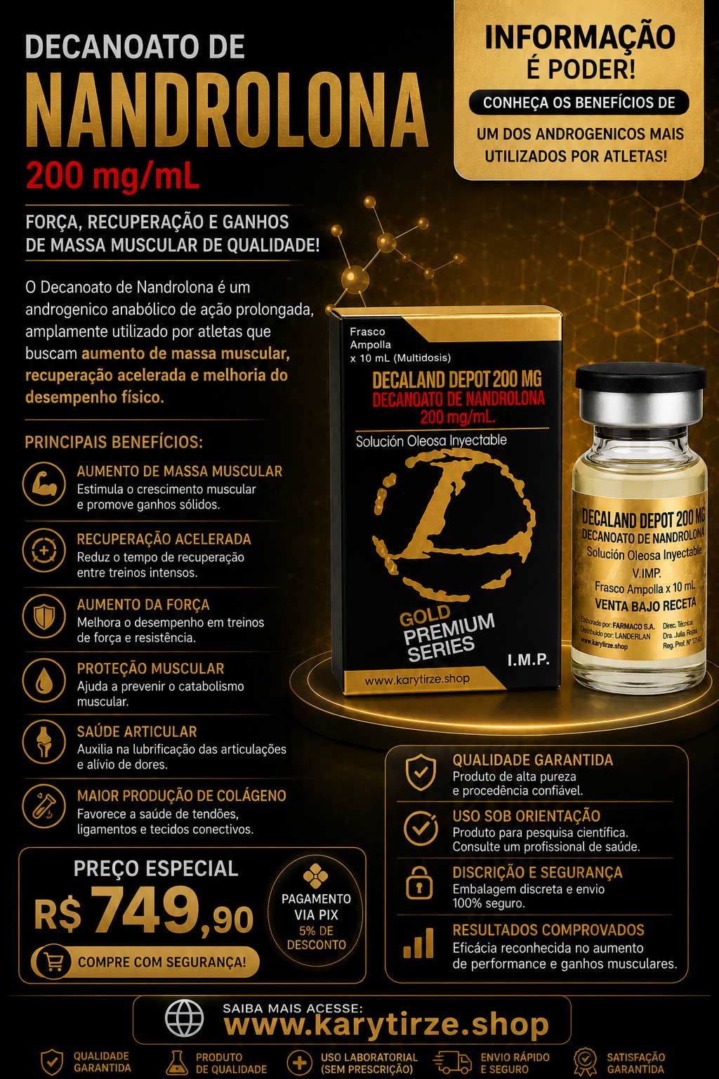 Decanoato de Nandrolona Landelan (Decaland Depot / Deca Durabolin) 200mg Vial 10ml Landerlan Landerfit