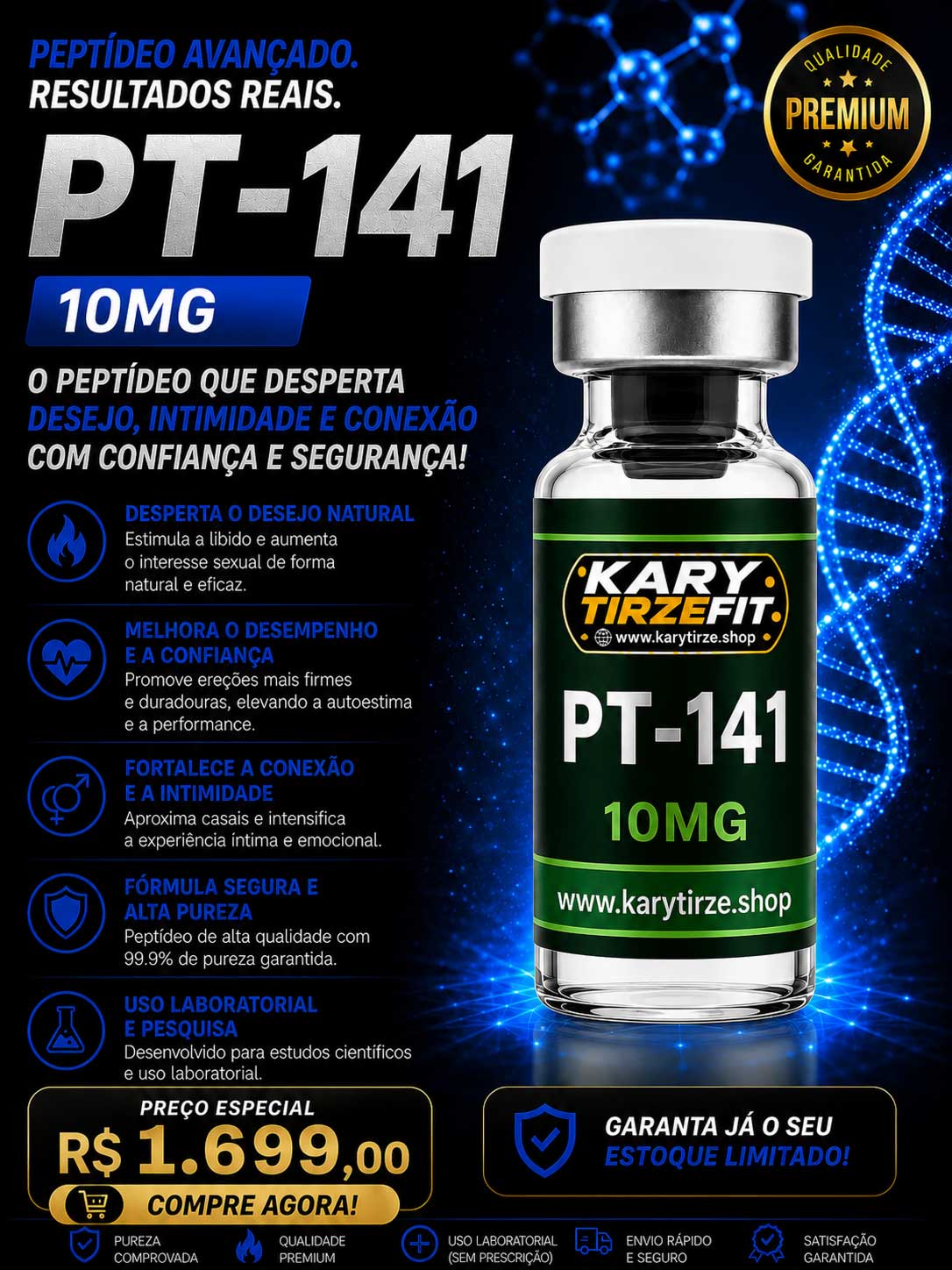 Peptideo PT-141 Vial 10mg Aumento da Libido (Vyleesi) Bremelanotide ZPT