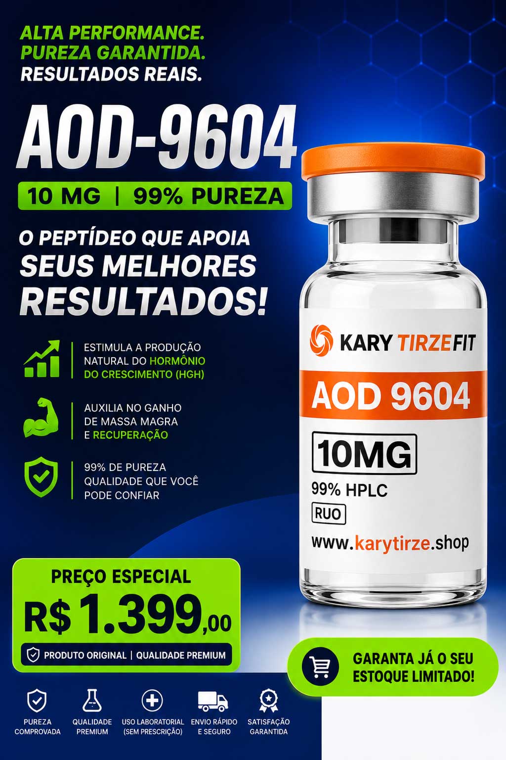 Peptideo AOD-9604 10mg Queima de Gordura e Emagrecimento