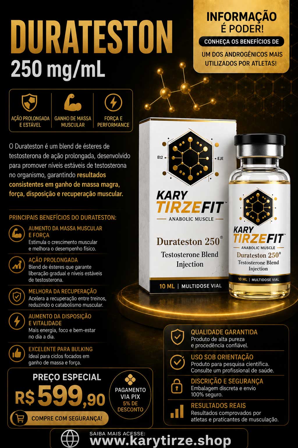 Testosterone Mix 4 Esteres Elite (Durasteston) 250mg Ampola 10ml Durabolic
