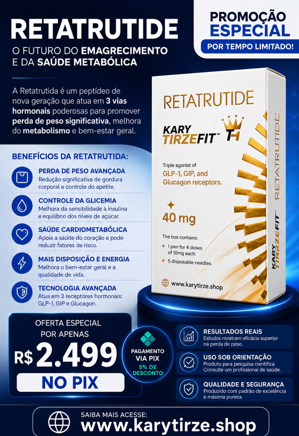 Retatrutide Solucao Injetavel (Retatrutida) GLP-3 Liberty Pen 40mg