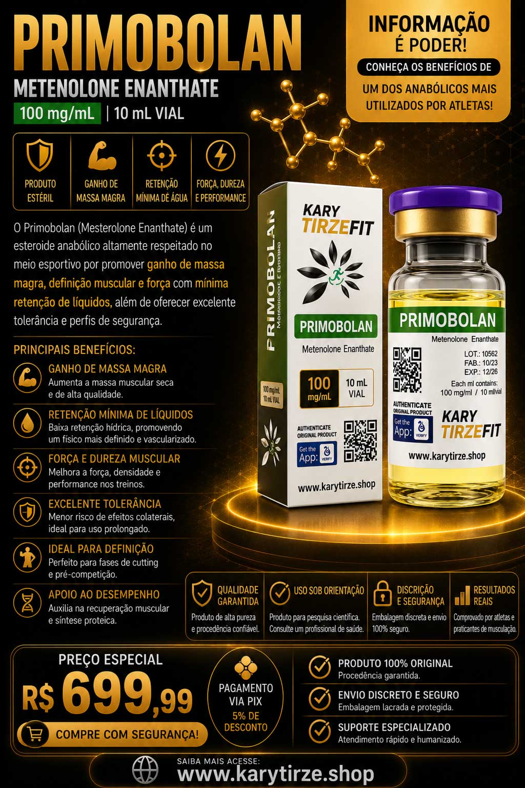 Enantato de Metenolona(Methenolone Enanthate) Primobolan Depot 100mg Vial 10ml Muscle