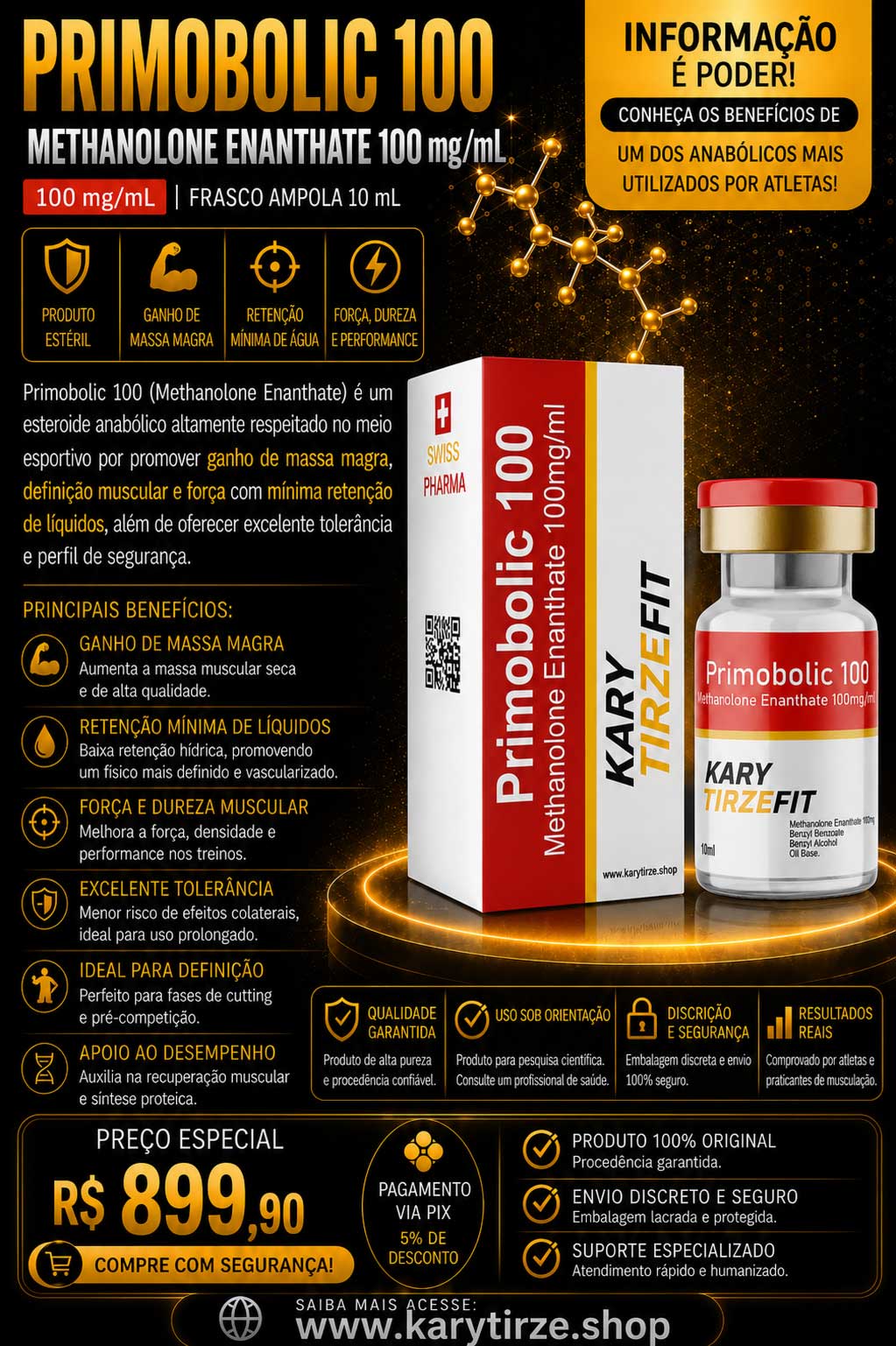 Enantato de Metenolona(Methenolone Enanthate) Primobolan Depot 100mg Vial 10ml Swiss Primobolic