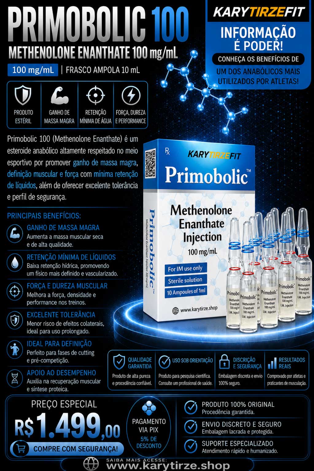 Enantato de Metenolona(Methenolone Enanthate) Primobolan Depot 100mg Vial 10ml Primobolic Cooper Pharma