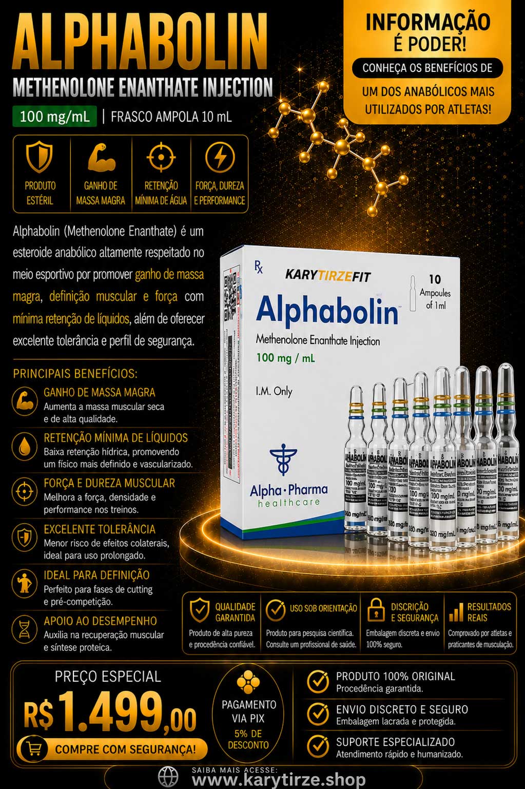 Alphabolin Enantato de Metenolona(Methenolone Enanthate) Primobolan Depot 100mg Vial 10ml Primobolic