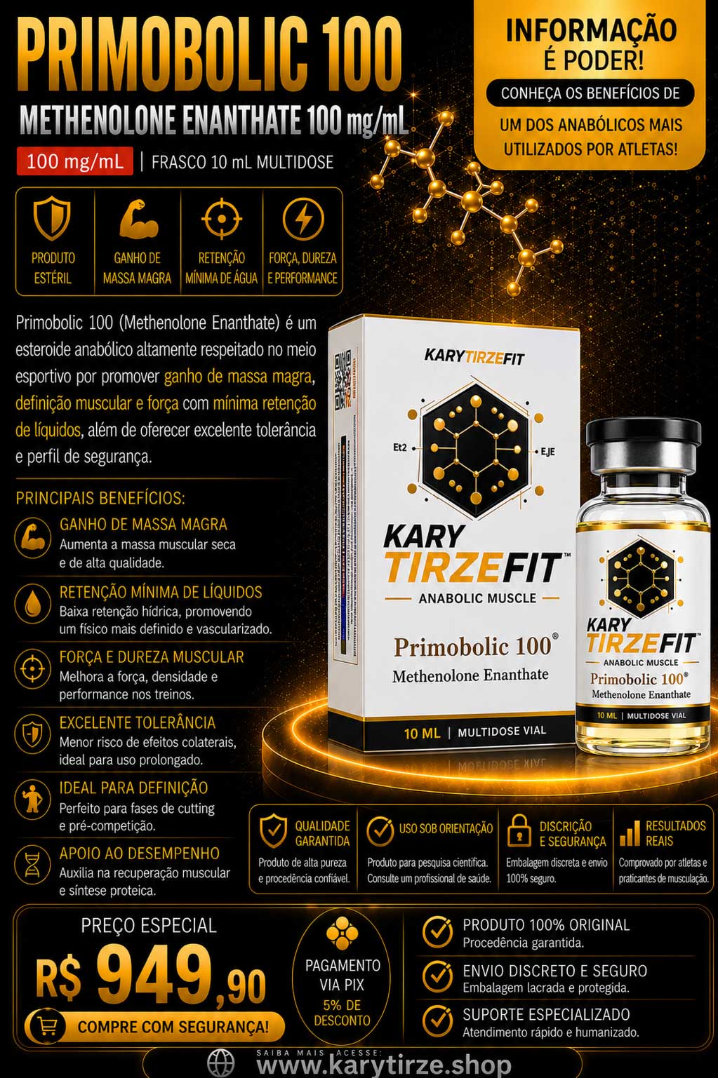 Alphabolin Enantato de Metenolona(Methenolone Enanthate) Primobolan Depot 100mg Vial 10ml Primobolic