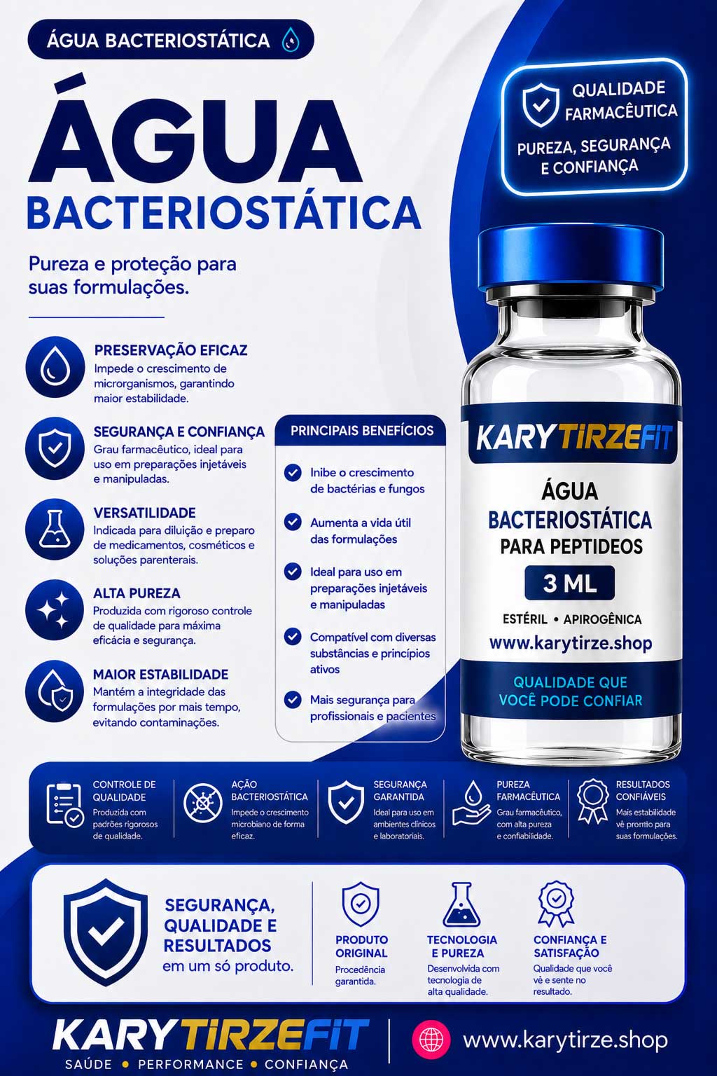 Agua Bacteriostatica para Diluição de Peptideos 3ml Max Water