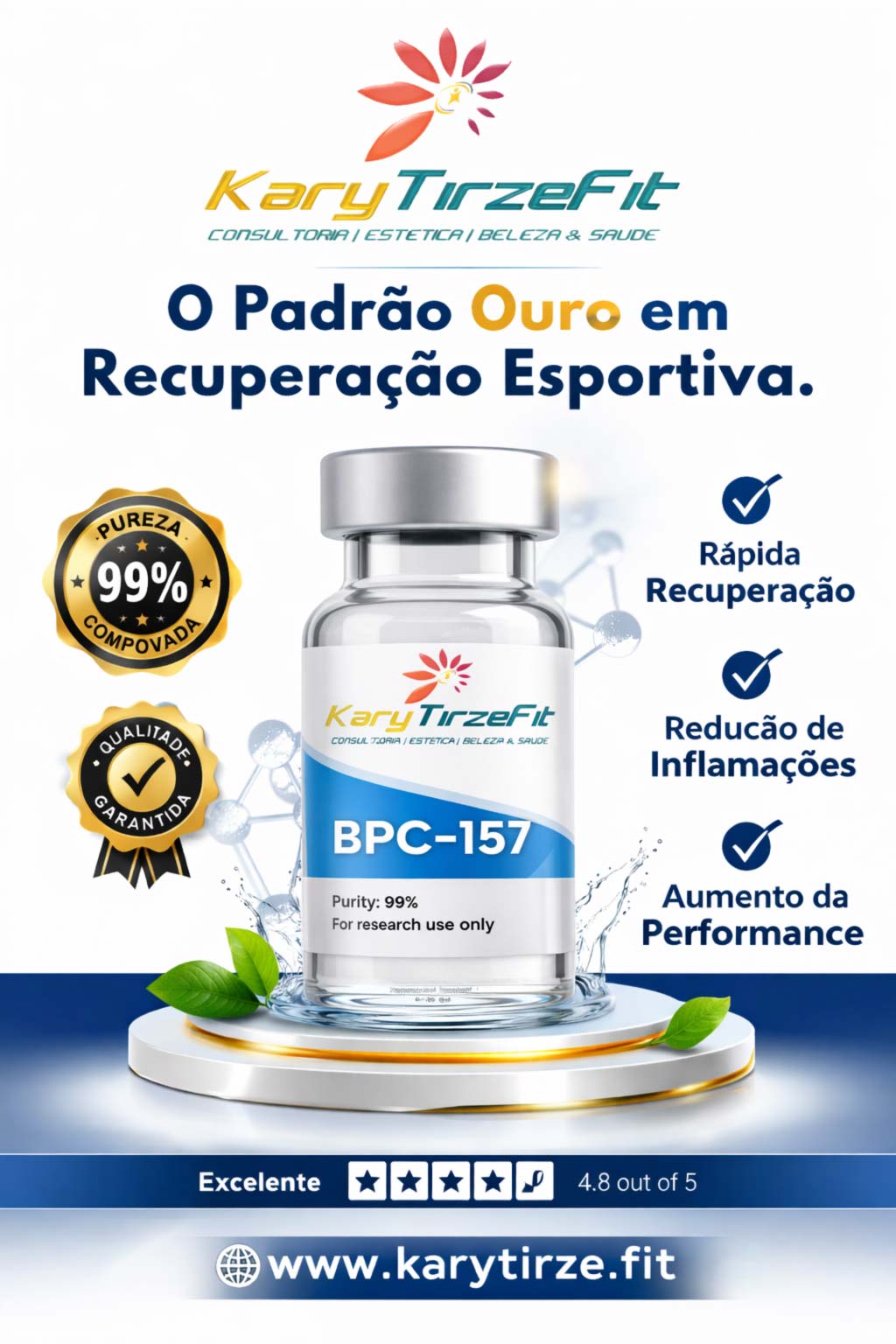 BPC-157 Peptideo de Recuperação e Reparação Muscular 10mg