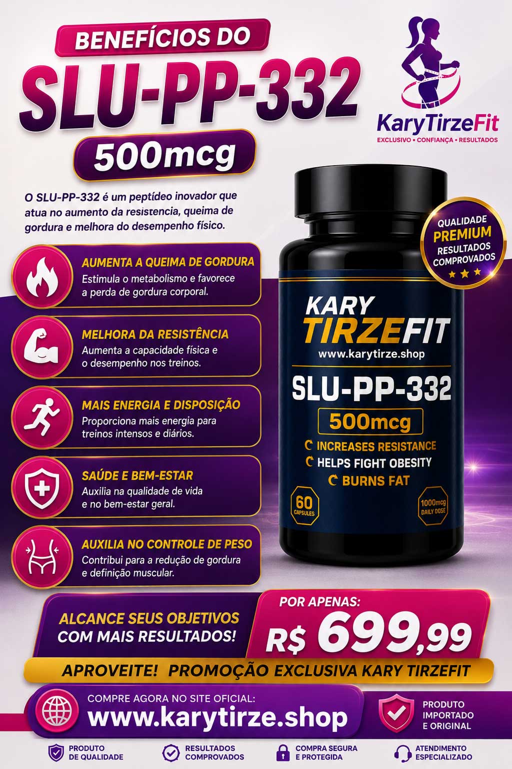 SLU-PP-332 Queima de Gordura e Emagrecimento Dragon 60 Capsulas Dragon 500mcg