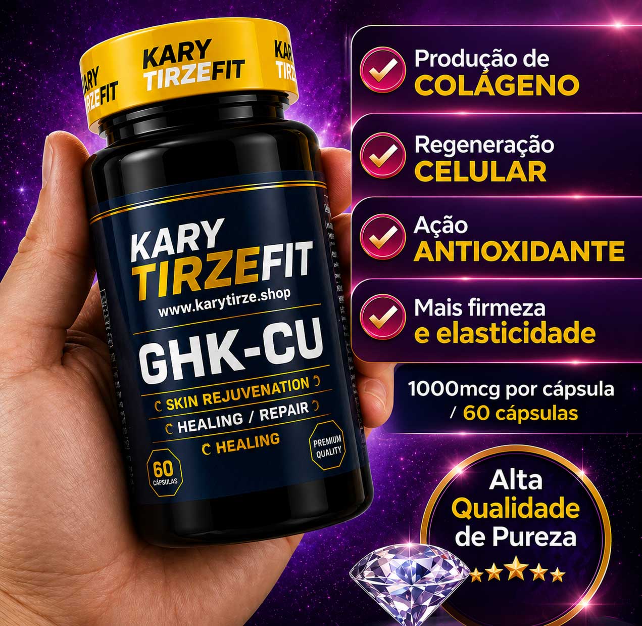 GHK-CU Tratamento da Pele Elasticidade Colageno e Rejuvenescimento Dragon 60 Caps