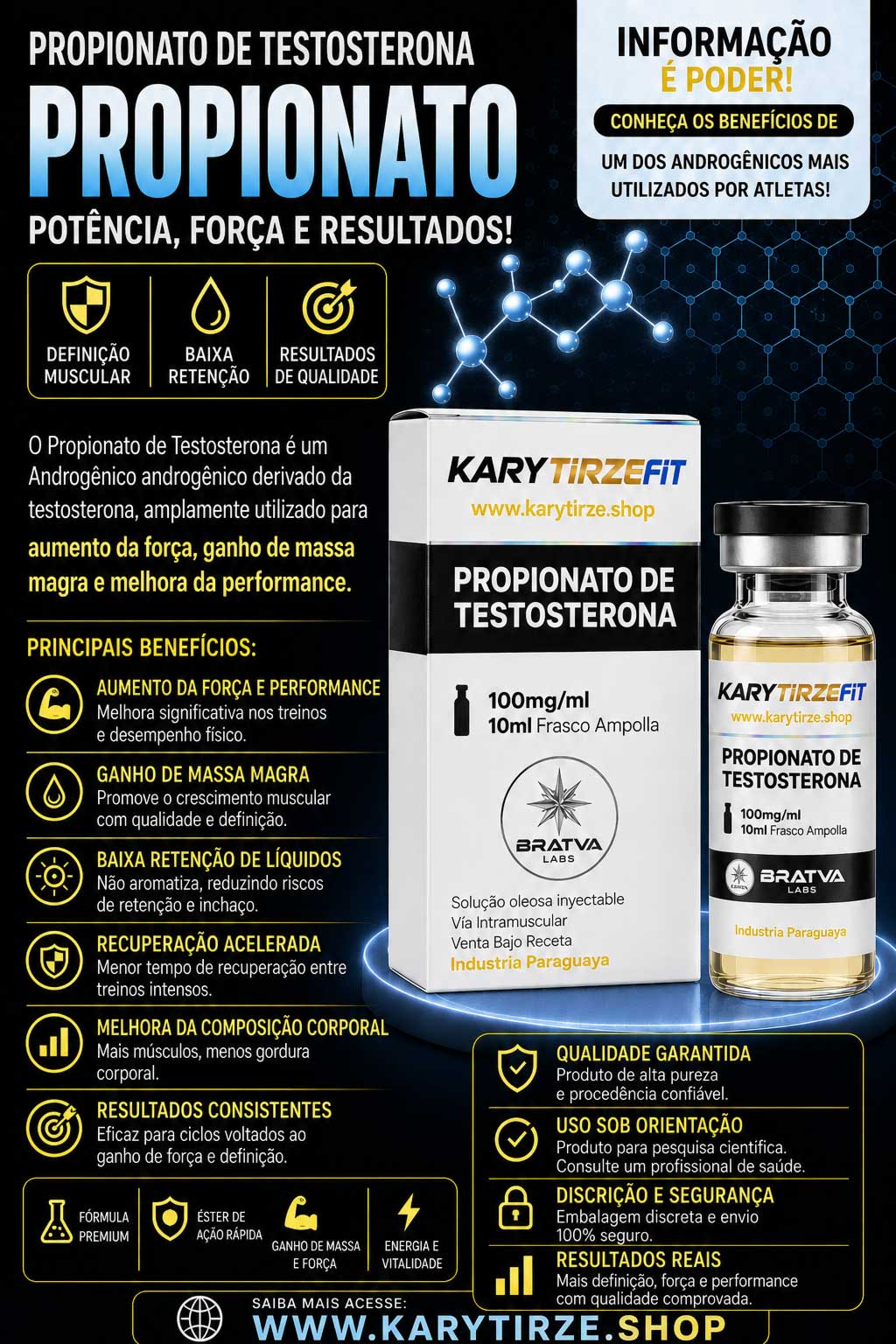 Propionato de Testosterona (Testosterone Propionate) 100mg 10ml Bratva