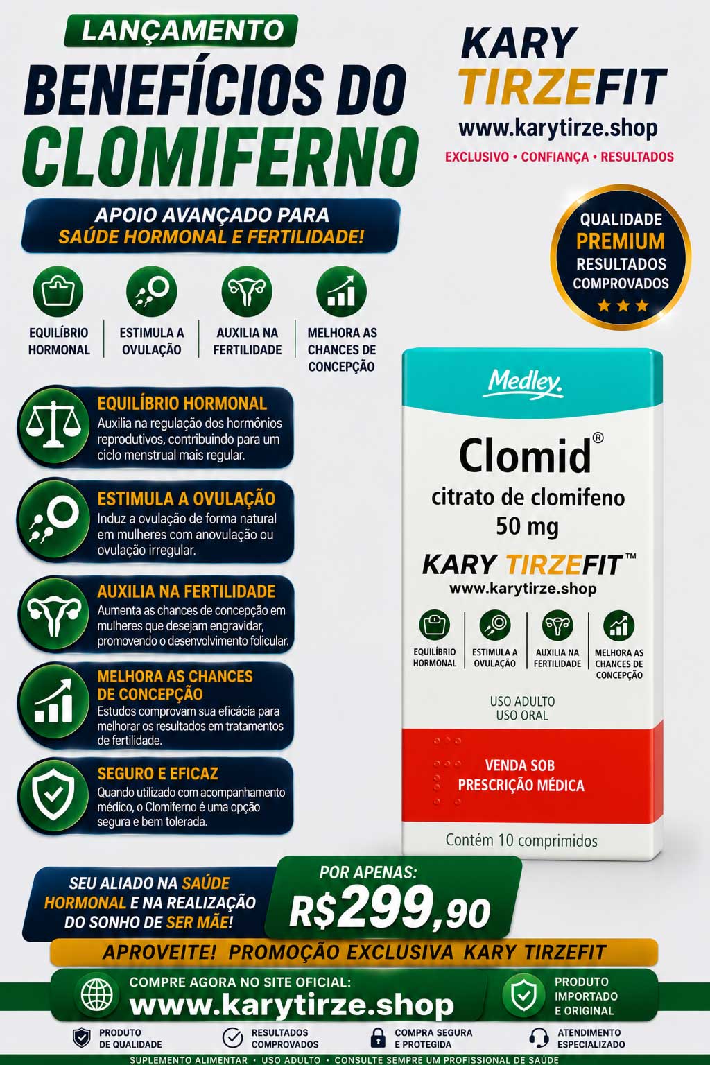 Testosterone Citrato de Clomifeno 50mg Libido Masculina 10 Capss Promifen Clombolic Clomid Medley