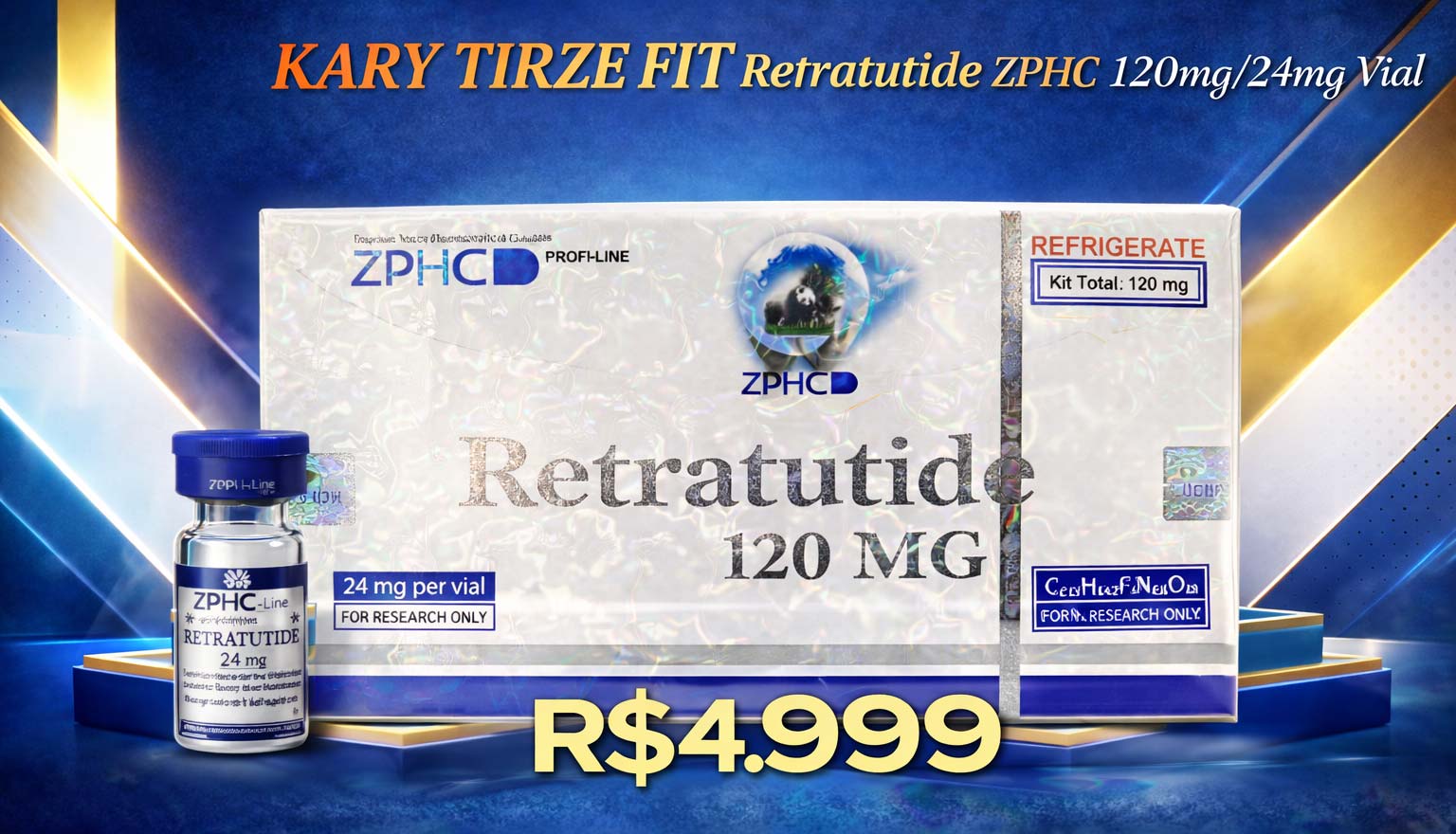 ZPHC Retratutide 120mg Solucao Injetavel 5 Ampolas 24mg (Importada Retratutida)