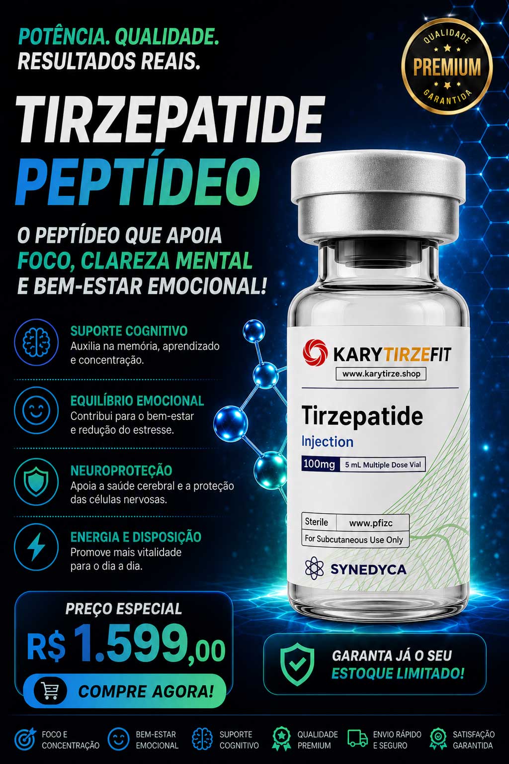 Tirzepatida Vial 100mg (Tirzepatide Analogo Mounjaro) GLP-2 Synedica