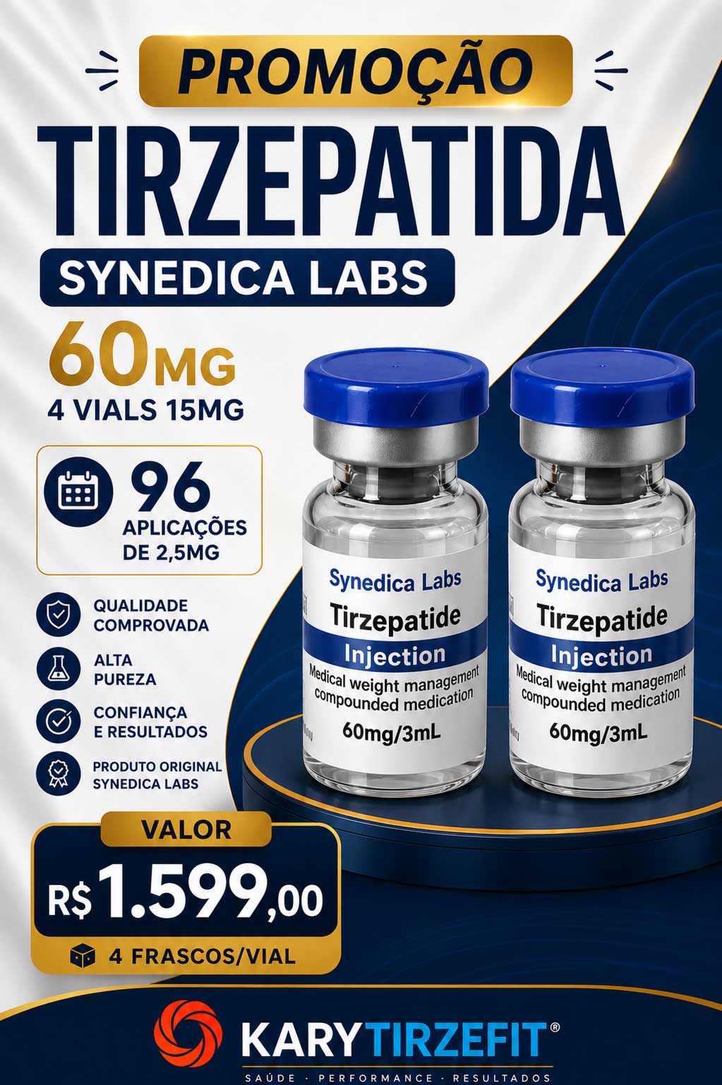 Synedica Tirzepatide (Tirzepatida Mounjaro) 60mg/3ml Ampola 4 Vials