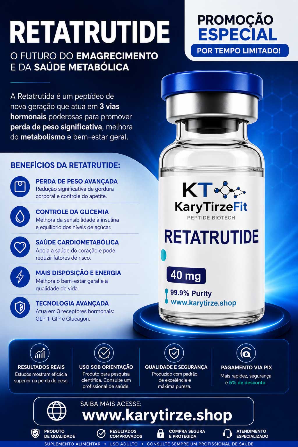 Retatrutide Solucao Injetavel (Importada Retatrutida) GLP-3 40mg Thera Genetics MD Vial