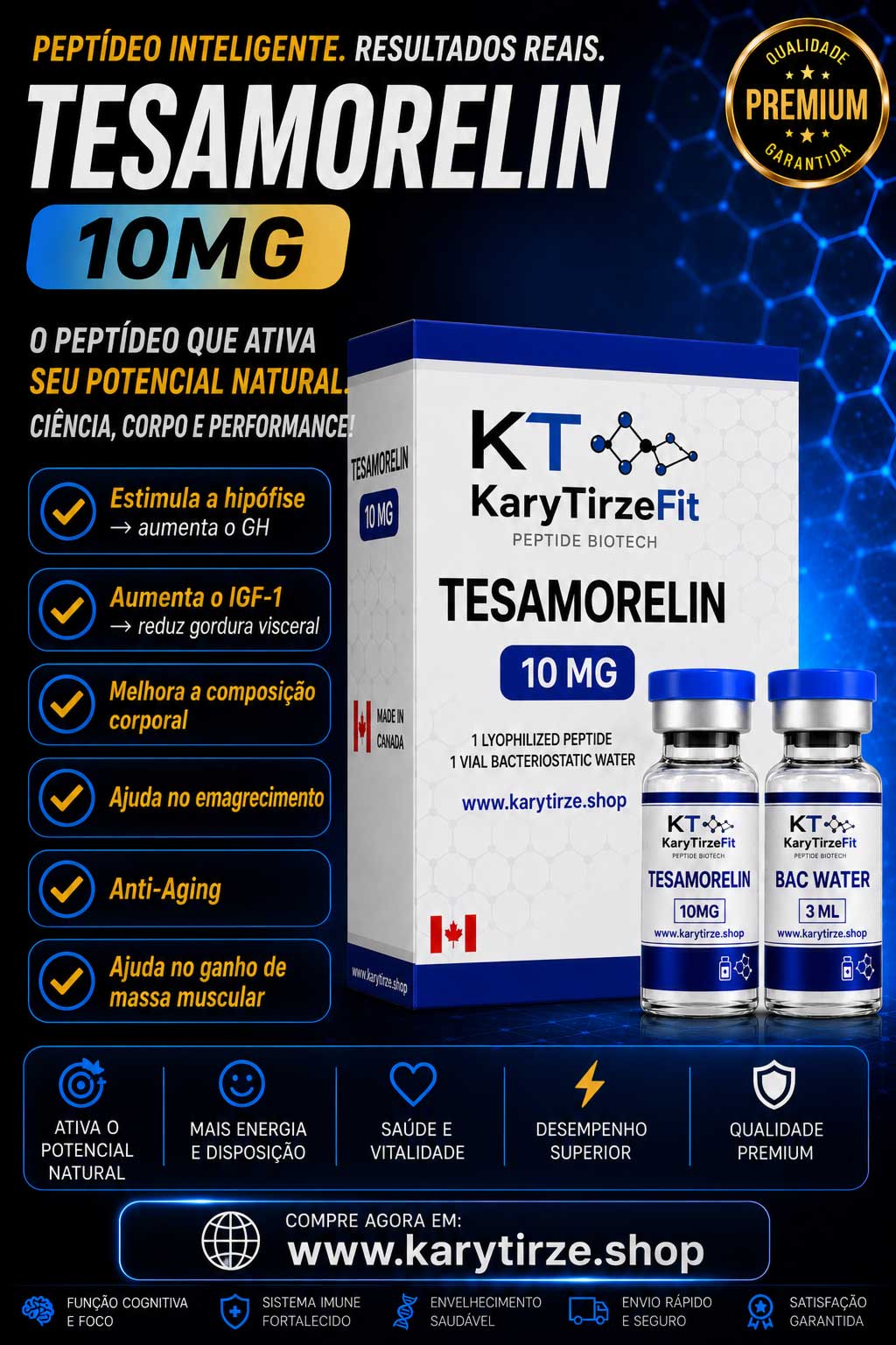 Tesamorelin Peptideo para Emagrecimento e Ganho de Massa GH Modulation 10mg Biogen