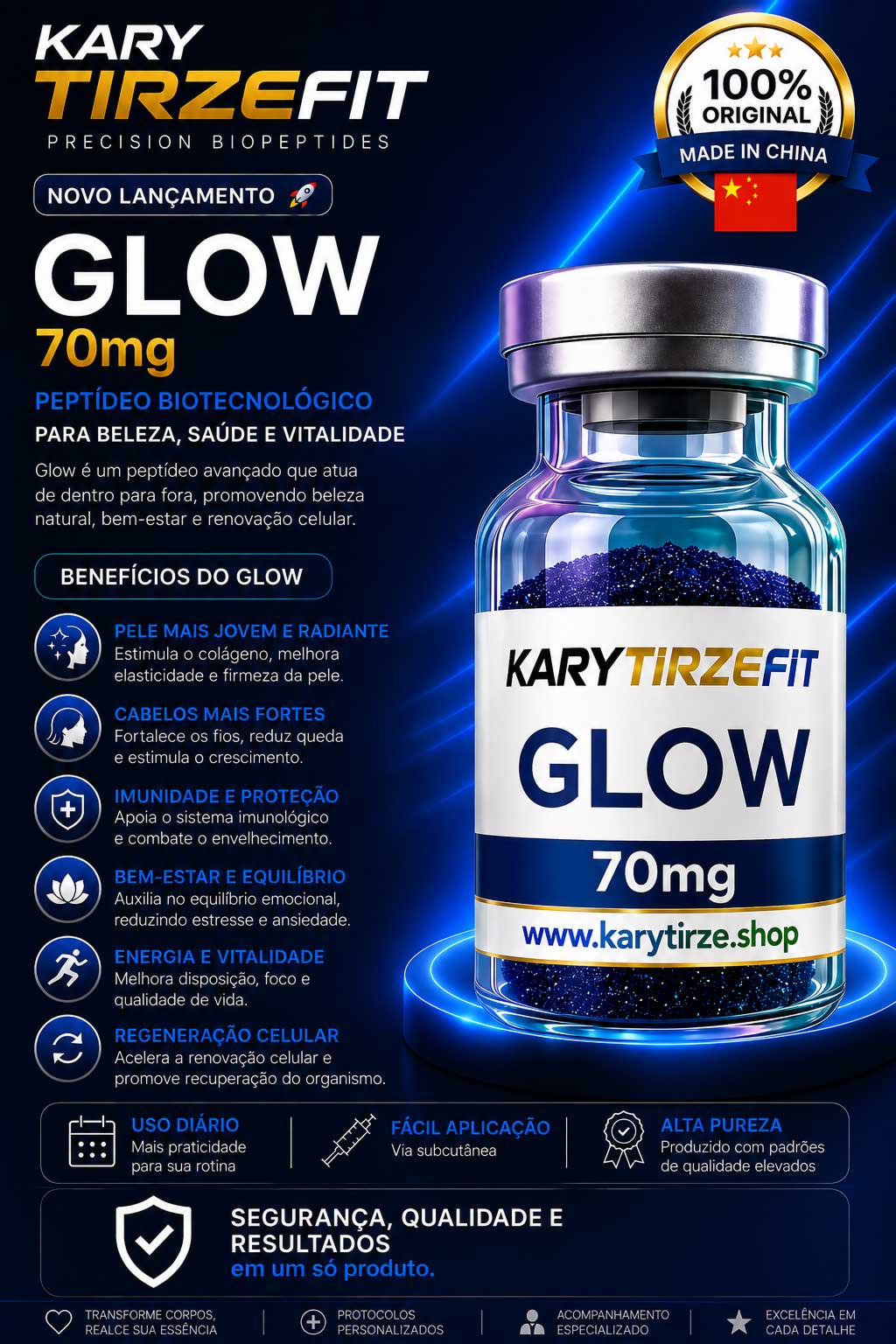Glow GHK-CU 10/10/50MG com BPC-157, 5mg TB-500 Vial 80mg UniversPharm